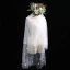 Romantique Charmant Ivoire Courte Voile De Mariée Fleur En Dentelle Chiffon Mariage Accessorize 2019