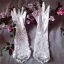 Amazing / Unique White Bridal Gloves 2020 Appliques Sequins Lace Tulle Bridal Prom Wedding Accessories