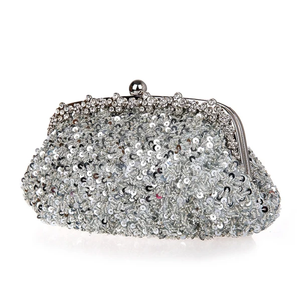 Chic / Beautiful Luxury / Gorgeous 2017 Champagne Red Silver Leaf Sequins Charmeuse Evening Party Outdoor / Garden Clutch Bags