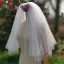 Élégant Romantique Blanche Courte Voile De Mariée 2020 Tulle Perlage Perle Mariage Accessorize