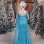 Frozen Film Kostüm Himmelblau Abendkleider 2017 Meerjungfrau U-Ausschnitt Tülle Rückenfreies Perlenstickerei Pailletten Abend Festliche Kleider