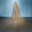 Luxe Champagne Cathedral Train Mariage Tulle Perlage Paillettes Voile De Mariée 2018