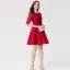 Classic Elegant Red Short Graduation Dresses 2020 A-Line / Princess U-Neck 1/2 Sleeves Appliques Beading Embroidered Homecoming Formal Dresses