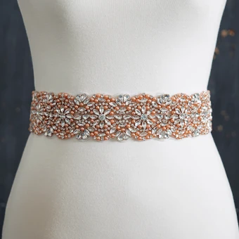 Luxe Champagne Promo Rubans 2020 Satin Métal Fait Main Perlage Cristal Perle Faux Diamant Soirée Accessorize