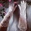 Amazing / Unique White Bridal Gloves 2020 Appliques Sequins Lace Tulle Bridal Prom Wedding Accessories
