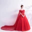 Chic / Beautiful Strapless Prom Dresses 2018 Floor-Length / Long Tulle Red Appliques Backless Beading Embroidered Ball Gown Prom Formal Dresses