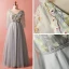Chic / Belle Gris Grande Taille Robe De Soirée 2018 Princesse 3/4 Manches Printemps V-Cou Tulle Bretelles croisées Fleur Appliques Dos Nu Perlage Soirée Robe De Ceremonie