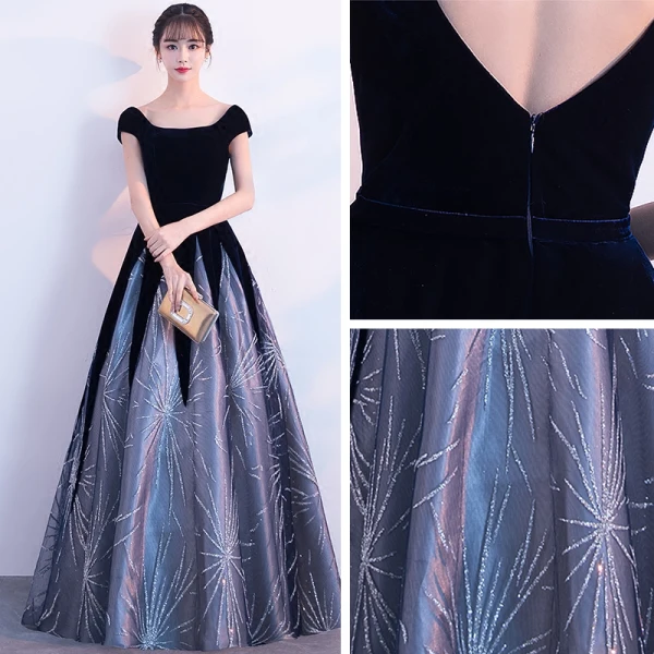 Chic / Beautiful Black Floor-Length / Long Evening Dresses 2018 A-Line / Princess Zipper Up U-Neck Tulle Backless Beading Sequins Formal Dresses
