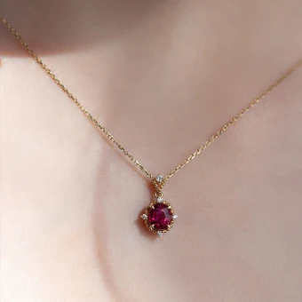 Vintage Retro Prom Gold Necklaces Red Zircon Accessories 2023