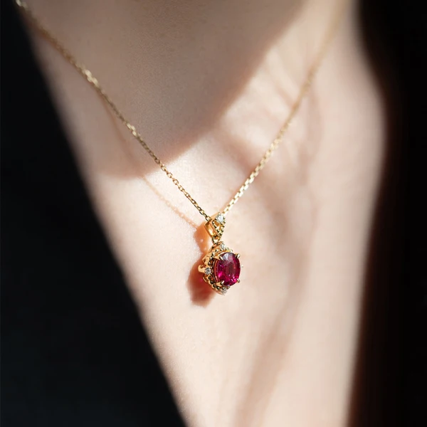 Vintage / Retro Prom Gold Necklaces Red Zircon Accessories 2023