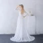 Chic / Belle Plage Robe De Mariée 2017 Blanche Princesse Longue Fendue devant Encolure Dégagée Manches Longues Dos Nu Perlage Ceinture En Dentelle Appliques Perle