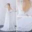 Chic / Belle Plage Robe De Mariée 2017 Blanche Princesse Longue Fendue devant Encolure Dégagée Manches Longues Dos Nu Perlage Ceinture En Dentelle Appliques Perle