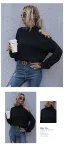 Ripped Black Knitting Women Sweaters 2021 High Neck Loose Cotton Casual Fall Winter Long Sleeve Street Wear Tops