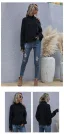 Ripped Black Knitting Women Sweaters 2021 High Neck Loose Cotton Casual Fall Winter Long Sleeve Street Wear Tops