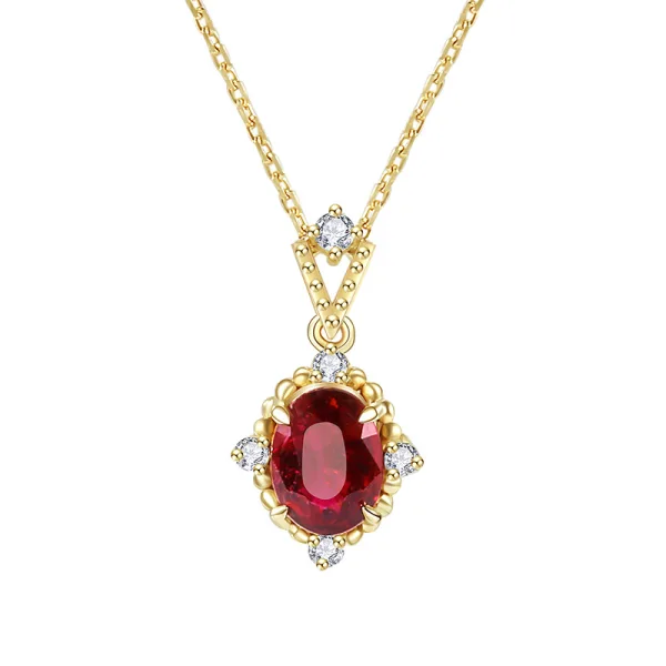 Vintage / Retro Prom Gold Necklaces Red Zircon Accessories 2023