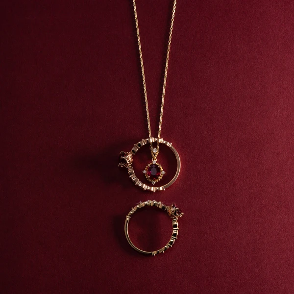 Vintage / Retro Prom Gold Necklaces Red Zircon Accessories 2023