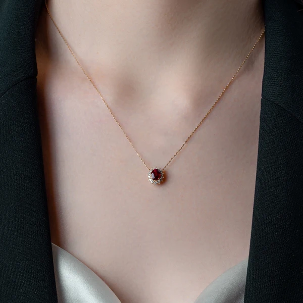 Charming Rhinestone Sterling Silver Red Zircon Prom Necklaces Accessories 2023