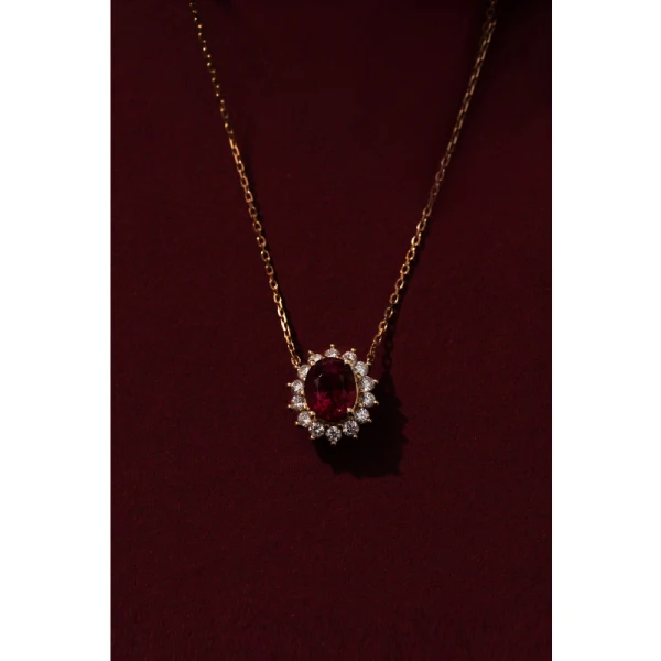 Charming Rhinestone Sterling Silver Red Zircon Prom Necklaces Accessories 2023