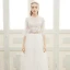 2 Pièces Plage Robe De Mariée 2017 Princesse Longue Encolure Dégagée 3/4 Manches Perle En Dentelle Appliques