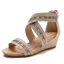 Romain Doré Soirée Tresser Sandales Femme 2022 5 cm Compensées Peep Toes / Bout Ouvert Sandales
