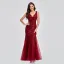 Chic / Beautiful Burgundy Sequins Evening Dresses 2023 Trumpet / Mermaid V-Neck Sleeveless Backless Floor-Length / Long Evening Party Formal Dresses