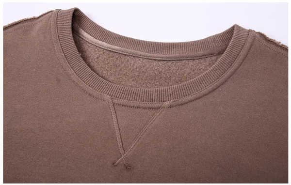 Casual Women Solid Color Brown Sweatshirts 2021 Loose Scoop Neck Long Sleeve Cotton Fall Winter Tops