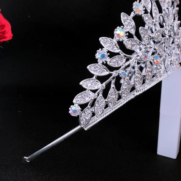 Baroque Silver Rhinestone Alloy Bridal Hair Accessories Wedding Tiara 2022