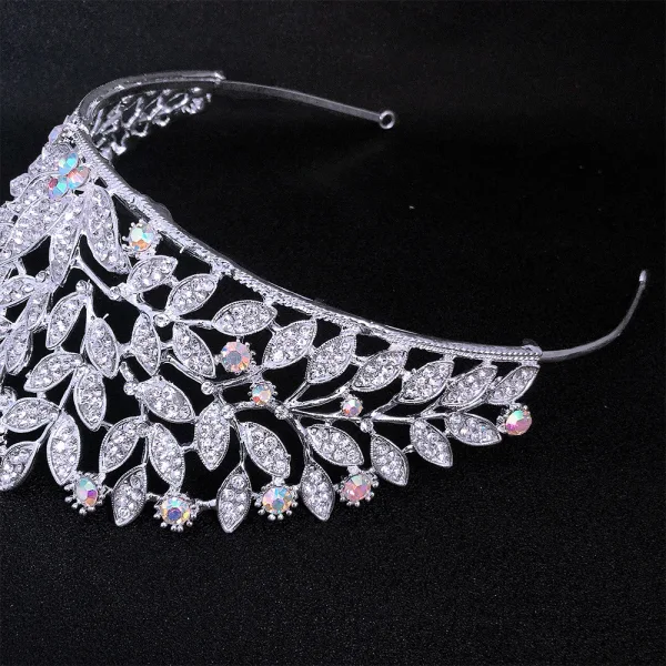 Baroque Silver Rhinestone Alloy Bridal Hair Accessories Wedding Tiara 2022