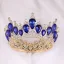 Vintage / Retro Baroque Royal Blue Alloy Rhinestone Tiara Bridal Hair Accessories 2023 Wedding