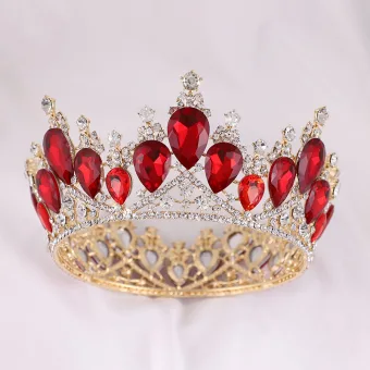 Barokk Vintage Rød Krystall Rhinestone Bryllup Har Tilbehor 2022 Legering Tiara