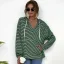 Fashion Casual Women White Stripe Sweatshirts Hoodies 2021 V-Neck Hooded Zipper Fall Long Sleeve Loose Tops