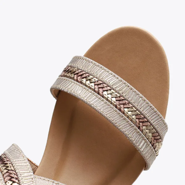 Romain Doré Soirée Tresser Sandales Femme 2022 5 cm Compensées Peep Toes / Bout Ouvert Sandales