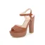 Fashion Brown Street Wear Summer Womens Sandals 2022 Ankle Strap 12 cm Thick Heels Open / Peep Toe Sandals High Heels