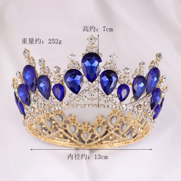 Baroque Vintage / Retro Red Crystal Rhinestone Wedding Bridal Hair Accessories 2022 Alloy Tiara