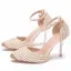 Charmant Sexy Gold Perle Strass Sommer Brautschuhe 2023 Knöchelriemen 9 cm Stilettos Spitzschuh Hochzeit Hochhackige