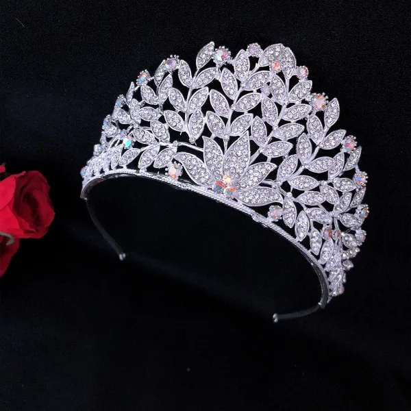 Baroque Silver Rhinestone Alloy Bridal Hair Accessories Wedding Tiara 2022