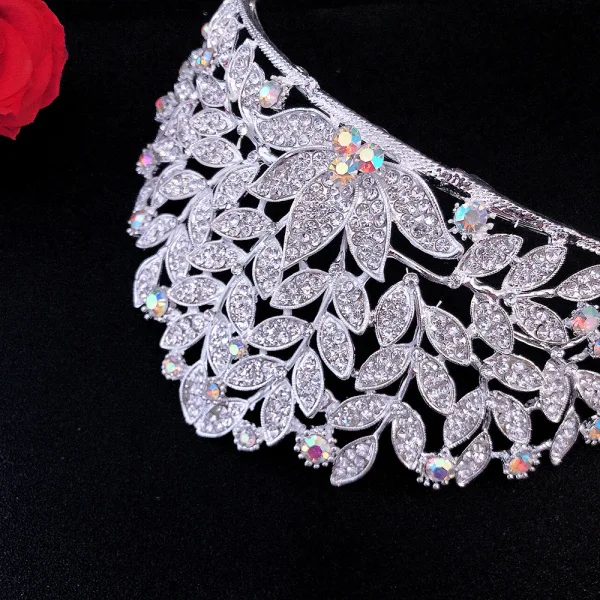 Baroque Silver Rhinestone Alloy Bridal Hair Accessories Wedding Tiara 2022