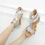 Roman Gold Summer Street Wear Womens Sandals 2022 5 cm Wedges T-Strap Open / Peep Toe Sandals