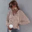 Fashion Casual Women White Stripe Sweatshirts Hoodies 2021 V-Neck Hooded Zipper Fall Long Sleeve Loose Tops