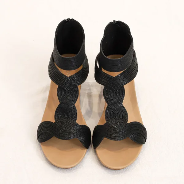 Roman Gold Summer Street Wear Womens Sandals 2022 5 cm Wedges T-Strap Open / Peep Toe Sandals