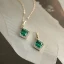 Vintage / Retro Gold Sterling Silver Rhinestone Green Zircon Necklaces Accessories 2023