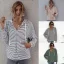 Fashion Casual Women White Stripe Sweatshirts Hoodies 2021 V-Neck Hooded Zipper Fall Long Sleeve Loose Tops