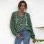 Fashion Casual Women White Stripe Sweatshirts Hoodies 2021 V-Neck Hooded Zipper Fall Long Sleeve Loose Tops