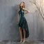 Chic / Belle Vert Foncé Paillettes Robe De Fête 2022 Princesse Encolure Dégagée Perlage Gland Sans Manches Asymétrique Soirée Robe De Soirée Robe De Ceremonie