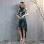 Scintillantes Vert Foncé Perlage Paillettes Asymétrique Robe De Cocktail 2024 Princesse Encolure Dégagée Sans Manches Dos Nu Cocktail