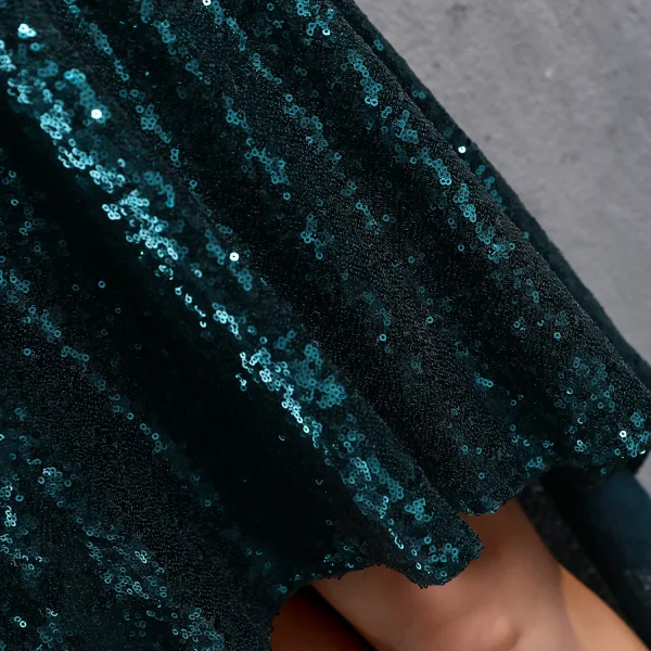 Scintillantes Vert Foncé Perlage Paillettes Asymétrique Robe De Cocktail 2024 Princesse Encolure Dégagée Sans Manches Dos Nu Cocktail
