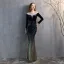 Chic / Beautiful Black Sequins Evening Dresses 2022 Trumpet / Mermaid Scoop Neck Long Sleeve Floor-Length / Long Evening Party Formal Dresses