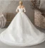 Abordable Ivoire Robe De Mariée 2018 Robe Boule En Dentelle Fleur Perle Faux Diamant Paillettes Dos Nu Chapel Train