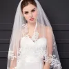 Chic / Beautiful 2017 1.5 m White Lace Tulle Appliques Outdoor / Garden Wedding Veils