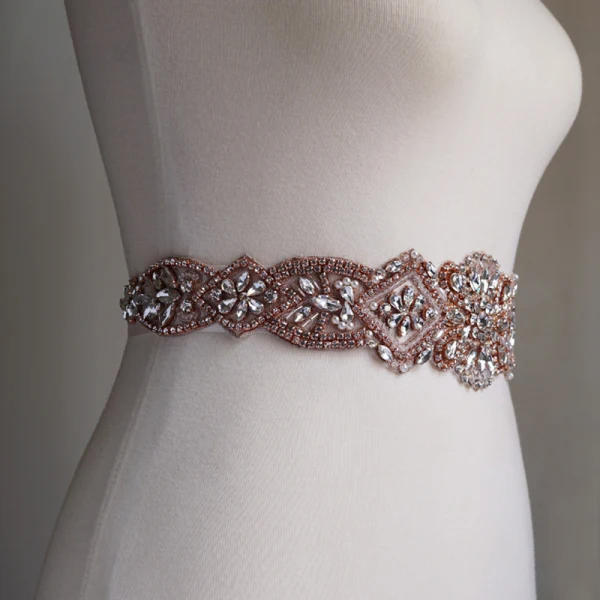 Chic / Belle Or Rose Promo Rubans 2020 Satin Métal Fait main Perlage Cristal Perle Faux Diamant Soirée Accessorize